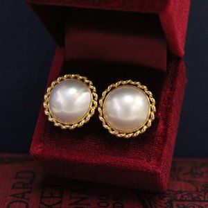 18ky Mabe Pearl Earrings